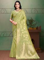 Cotton Silk Mint Green Traditional Wear Weaving Saree